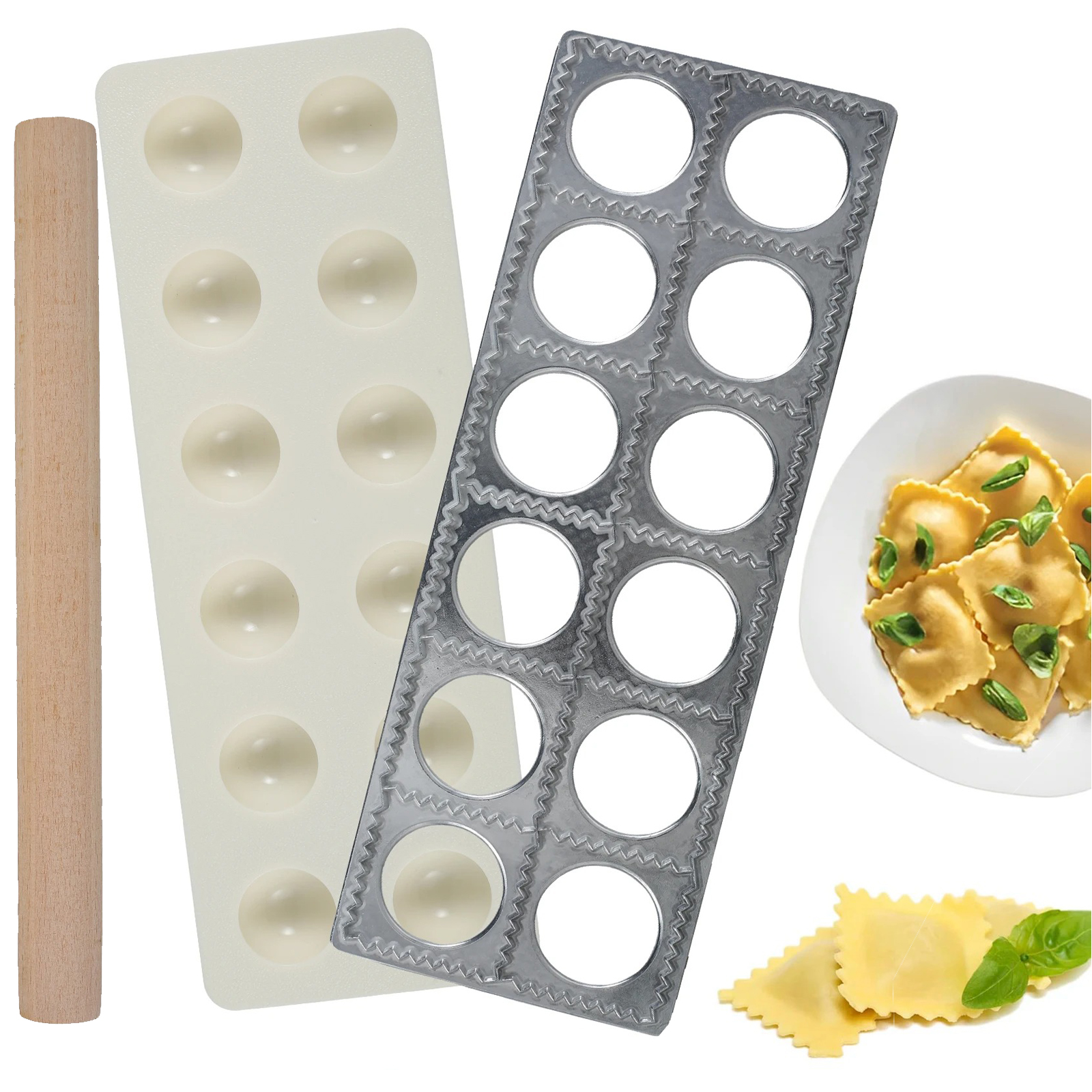 Kitchen Appliances Garage - Dumpling Mold 12 Holes Ravioli Press